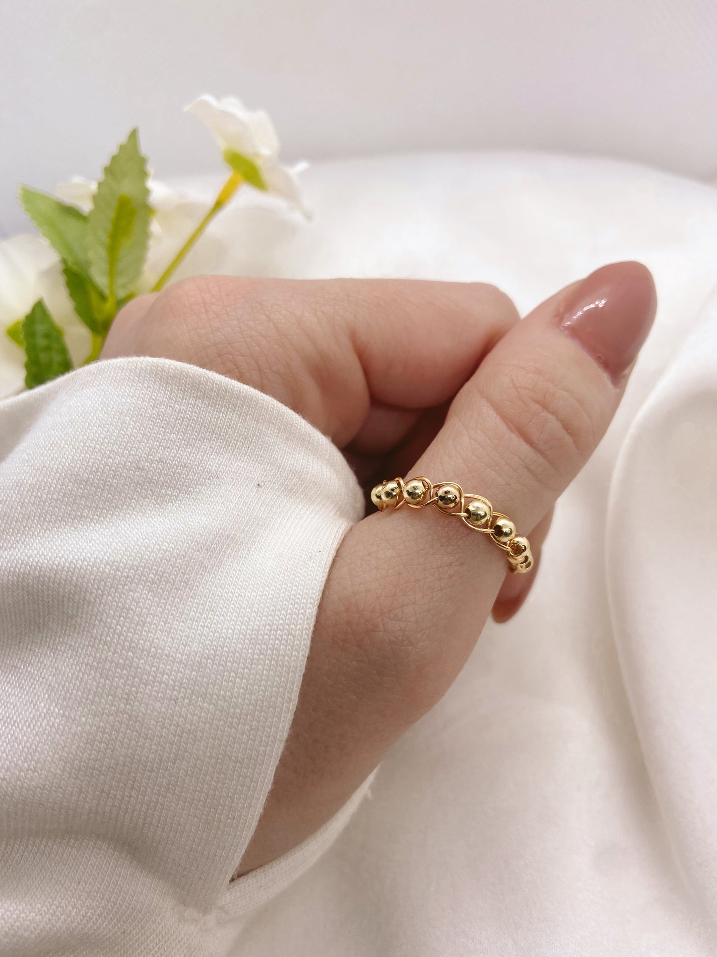 Gold Ball Braided Ring