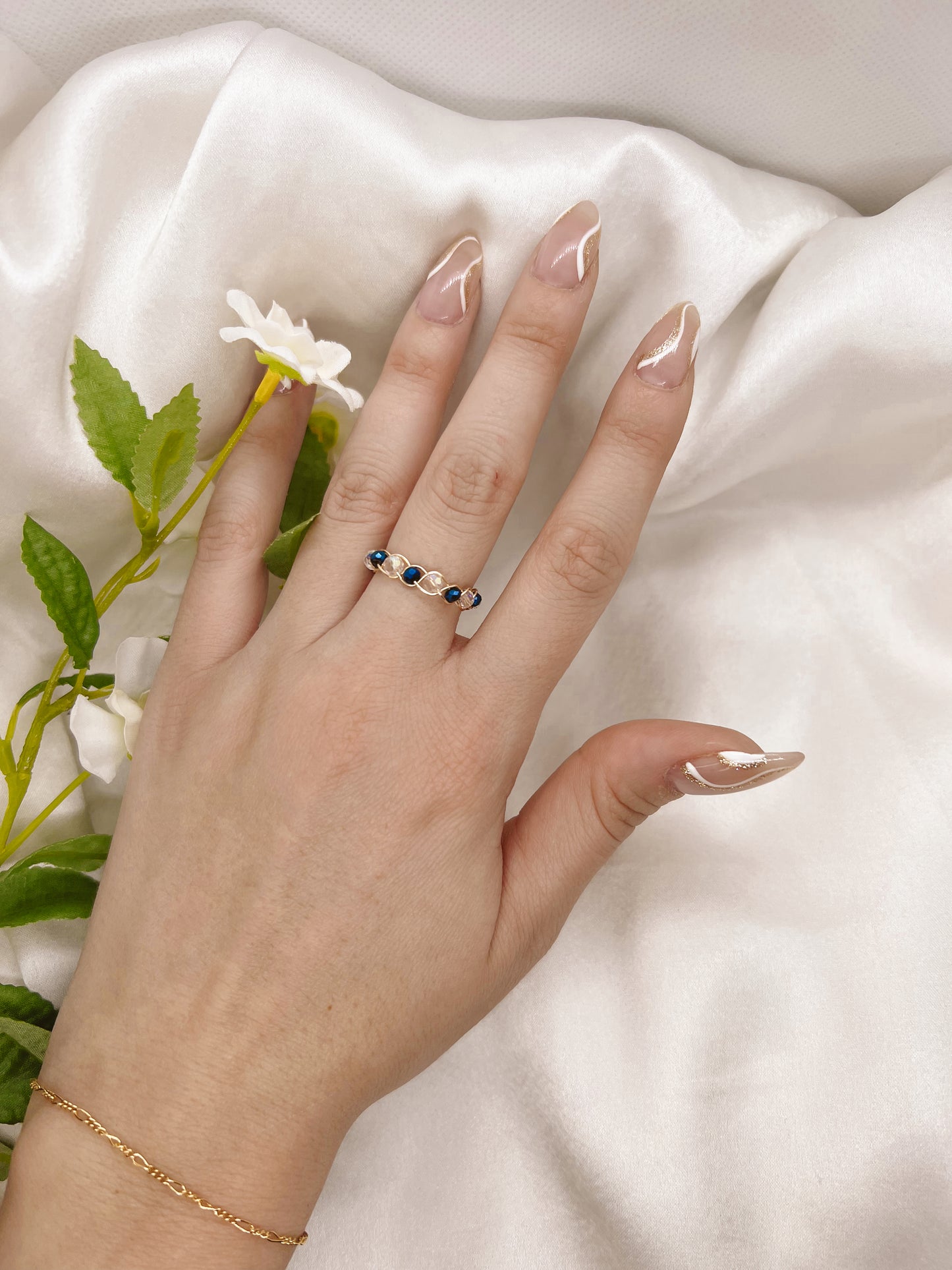 Sapphire and Diamond Braided Ring
