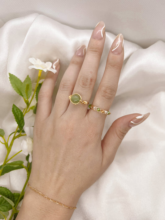 Emerald and Diamond Braided Ring